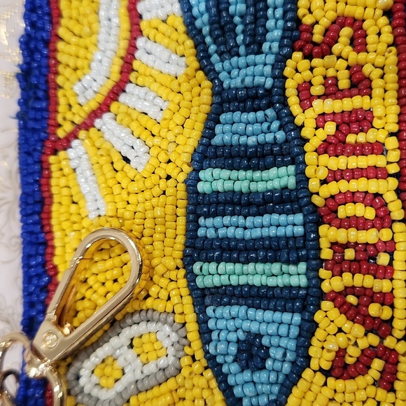 Beaded Sardine Coin Purse Travel Pouch Wandering Moon Handmade Made in India - Picture 3 of 6